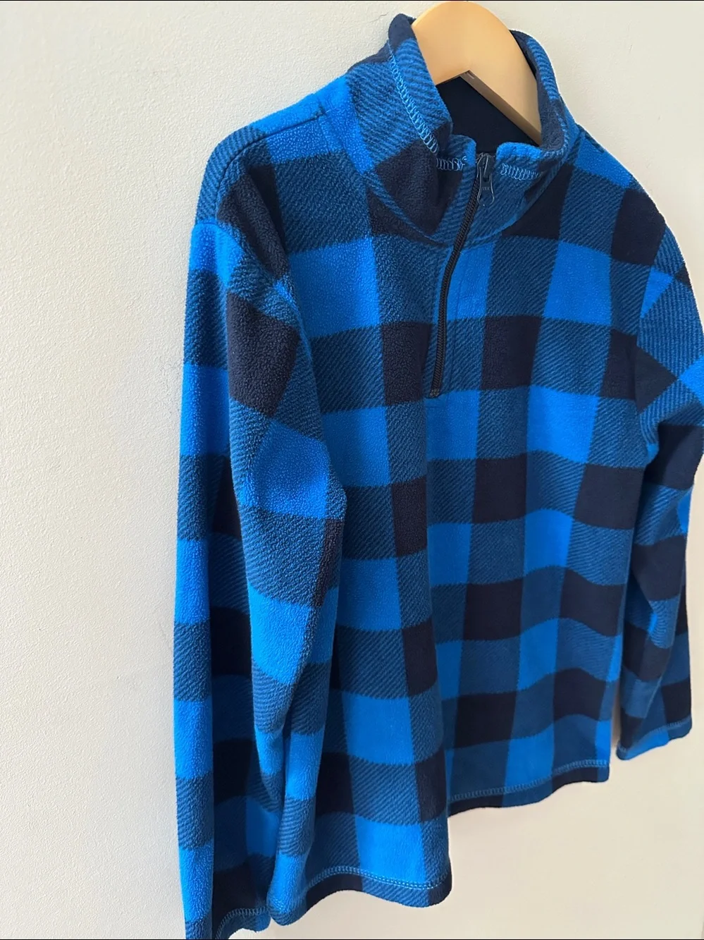 The Children's Place Blue Buffalo Plaid Half-Zip Fleece Pullover Boys Size 7/8